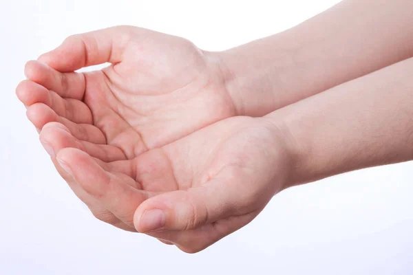 Offene Hände Eng Mit Den Handflächen Nach Oben Konzept Für — Stockfoto