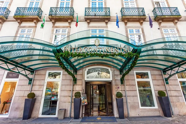 Porto Portugal January 2015 Entrance Palacio Das Cardosas Intercontinental Hotel — Stock Photo, Image