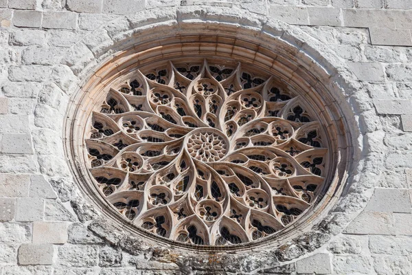 Rose Window Santo Agostinho Graca Church Largest Carved Single Stone — Stock Photo, Image