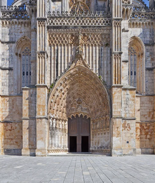 Principal Portal Entrada Mosteiro Batalha Obra Prima Gótico Manuelino Portugal — Fotografia de Stock