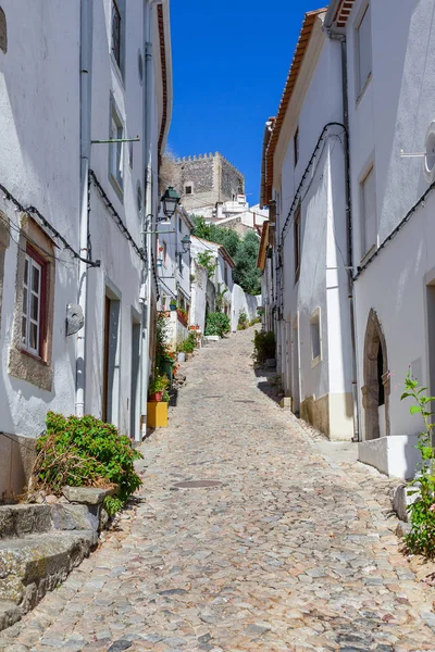 Castillo Visto Desde Barrio Judío Medieval Gueto Judiaria Castelo Vide — Foto de Stock