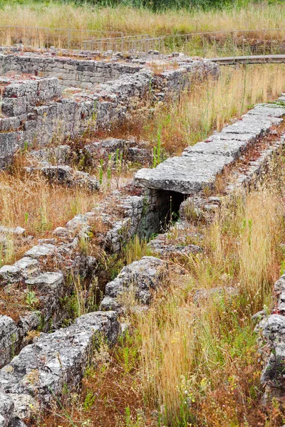 Detalle Del Alcantarillado Romano Cerca Zona Insulae Conimbriga Conimbriga Portugal Imagen De Stock