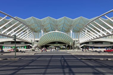 Lisbon, Portugal - August 02, 2013: Gare do Oriente (Orient Station), a public transport hub designed by the famous architect Santiago Calatrava. clipart