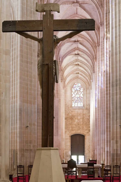 Monasterio Batalha Crucifijo Altar Visto Desde Ábside Iglesia Obra Maestra —  Fotos de Stock
