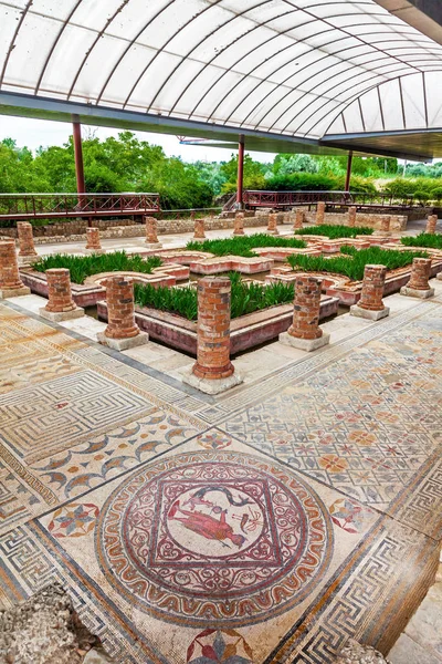 Casa Delle Fontane Conimbriga Veduta Dei Mosaici Molto Ornati Peristilio — Foto Stock