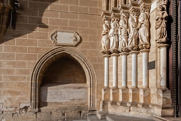 Apostles Statues Placed Left Side Evora Cathedral Portal Portugal Romanesque — Stock Photo, Image