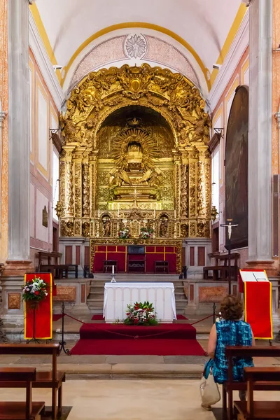 Obidos Portogallo Agosto 2015 Altare Barocco Della Chiesa San Pedro — Foto Stock
