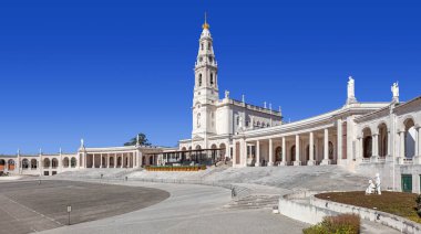 Sanctuary of Fatima, Portugal. Sanctuary of Fatima. Basilica of Nossa Senhora do Rosario and square. One of the most important Marian Shrines and pilgrimage location in the world for Catholics clipart