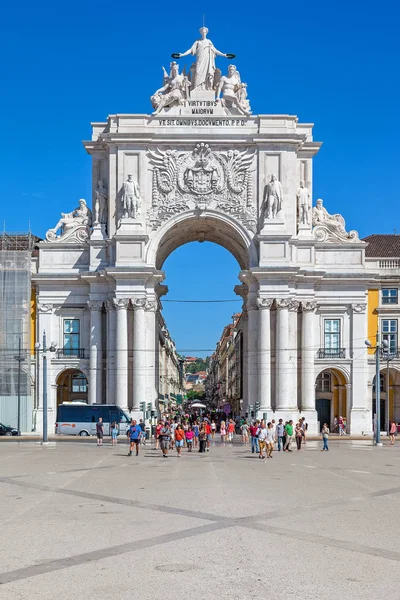 Lisboa Portugal Agosto 2014 Plaza Del Comercio Praca Comercio Terreiro — Foto de Stock