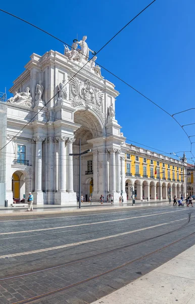 Lisboa Portugal Agosto 2014 Plaza Del Comercio Praca Comercio Terreiro —  Fotos de Stock