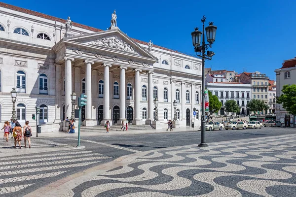 Lisboa Portugal Agosto 2014 Teatro Nacional Doña María Plaza Rossio — Foto de Stock