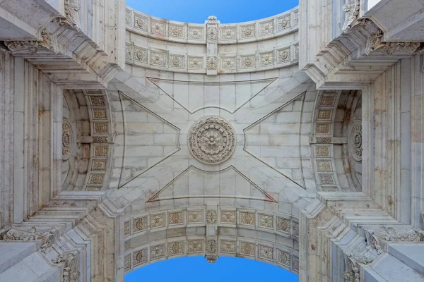 Dettaglio Visto Sotto Iconico Arco Trionfale Piazza Del Commercio Praca — Foto Stock