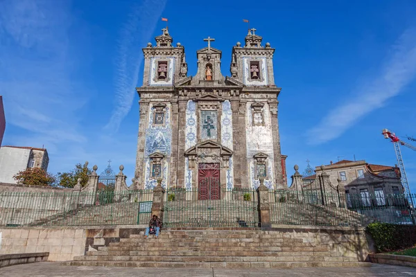 Oporto Portugal Diciembre 2014 Iglesia Santo Ildefonso Arquitectura Barroca Del — Foto de Stock