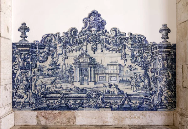 Португальские Голубые Плитки Azulejos Монастырь Сан Висенте Фора Важный Памятник — стоковое фото