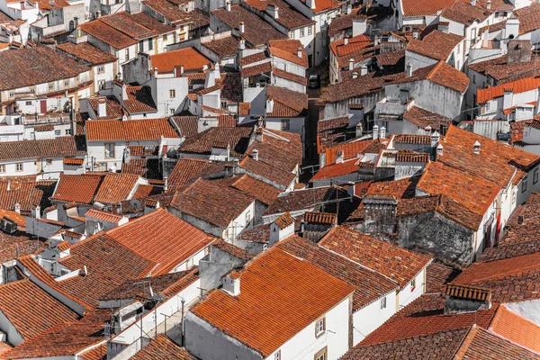 Vista Tipico Villaggio Alentejo Con Strade Sinuose Pareti Bianche Tetti — Foto Stock