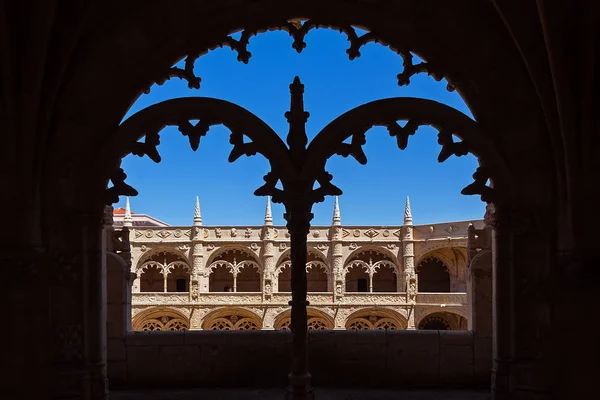 Lisboa Portugal Detalhe Claustro Mosteiro Jerónimos Abadia Santa Maria Belém — Fotografia de Stock