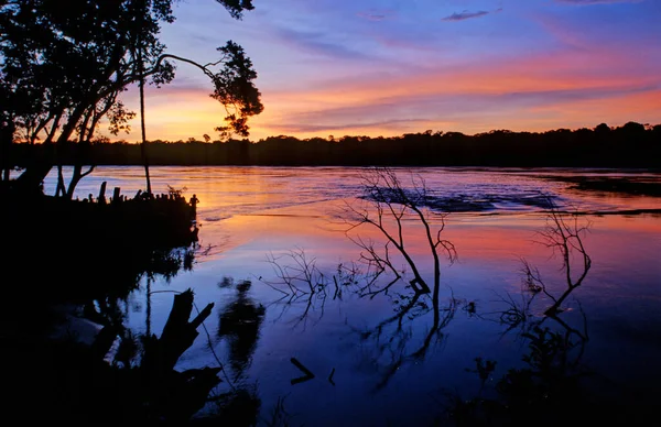 Sunset Sobre Casiquiare Channel Amazonas State Venezuela — Foto de Stock