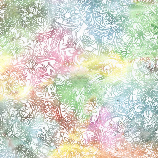 Λουλούδια Και Φύλλα Τέχνης Αφηρημένη Ακουαρέλα Εγκεφαλικά Επεισόδια Φόντο Πολύχρωμο — Φωτογραφία Αρχείου