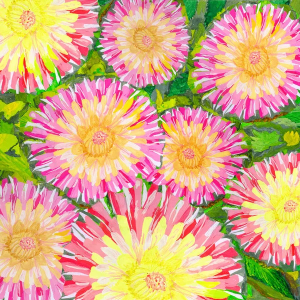 Bright Flowers Watercolor Artwork Background Colorful Hand Drawn Illustration — Stock Photo, Image