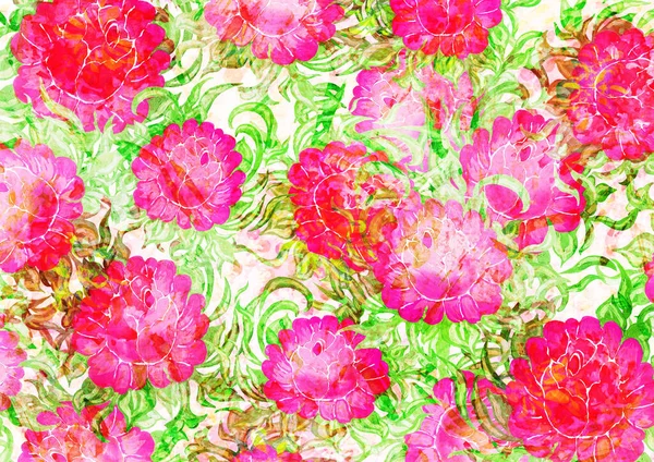 Blommor Akvarell Konstverk Som Bakgrund Färgglada Hand Dras Illustration Kreativa — Stockfoto