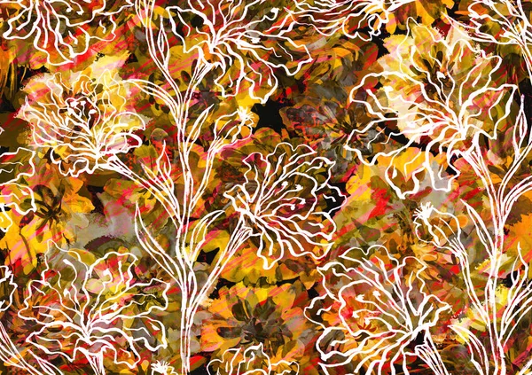 Flores Aquarela Arte Como Fundo Colorido Mão Desenhada Ilustração Obra — Fotografia de Stock