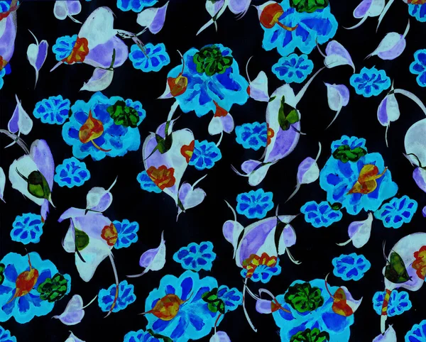 Flores Aquarela Arte Como Fundo Escuro Mão Colorida Desenhada Ilustração — Fotografia de Stock