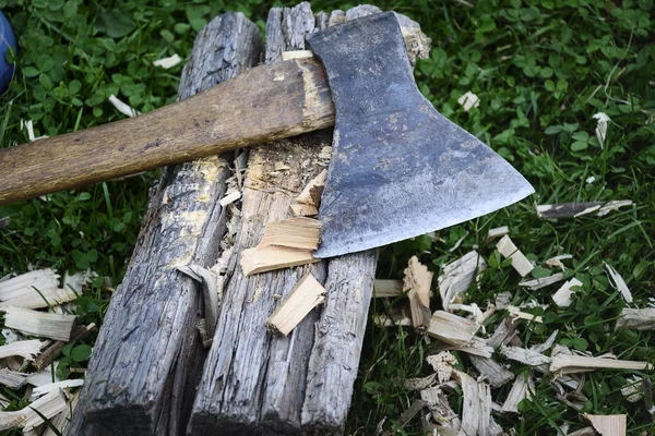 Talaş ile balta. Yatay resim