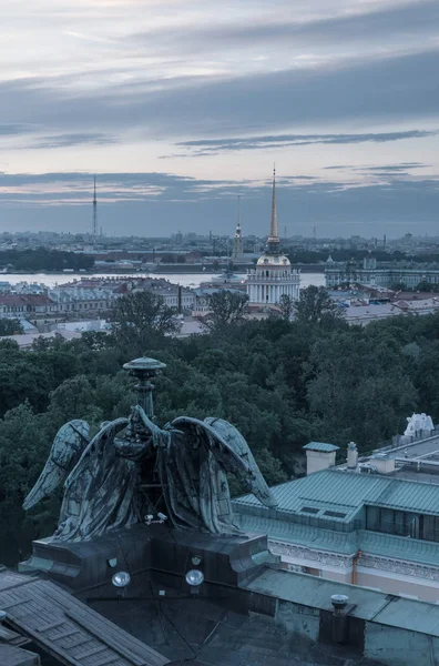 Notti Bianche San Pietroburgo Vista Dal Colonnato Della Cattedrale Sant — Foto Stock