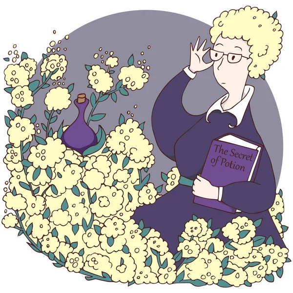 Mimoza ve iksir. Elle çizilmiş şekil. Vektör.