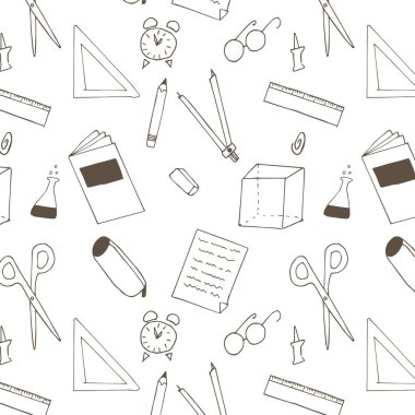 Okuldaki sorunsuz vektör kalıbına dönelim. Tekstil kumaş tasarımı, ambalaj kağıdı ve web sitesi duvar kağıtları için iyidir. Vektör illüstrasyonu.