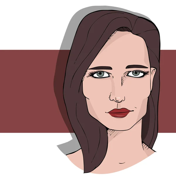 Ženský Portrét Ručně Kreslenou Vektorové Ilustrace — Stockový vektor