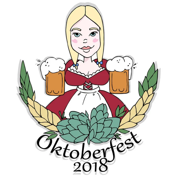 Oktoberfest bira partisi. Bira Festivali. Festivali. Çizilmiş vektör simgeler el.
