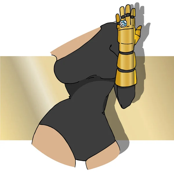 Frauensilhouette Mit Goldenem Handschuh — Stockvektor