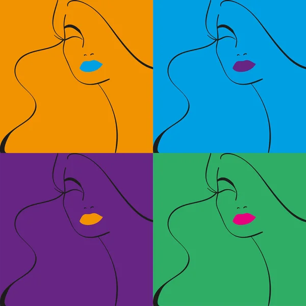 Vrouw Silhouete Met Rode Lippen Illustratie Van Mode Vectorillustratie — Stockvector