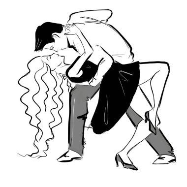 Latince dansçılar. Zarif çift salsa, bachata dansı. Retro tarzı.