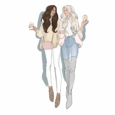 Kadın gay çift. Karikatür tarzı. Lezbiyen eşler. Sigara Geleneksel çok ırklı aile. eşcinseller. LGBT. insan hakları.