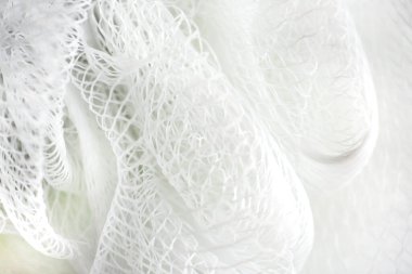 Soyut beyaz arkaplan. Polimer ağ dokusu. Hücresel yapı.