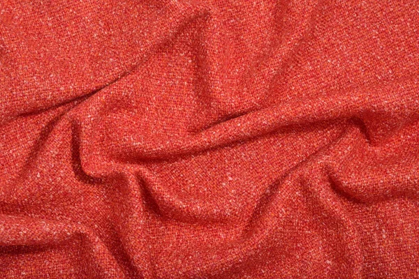 Drapowana pomarańczowa tekstura tkaniny wełnianej Tweed — Zdjęcie stockowe