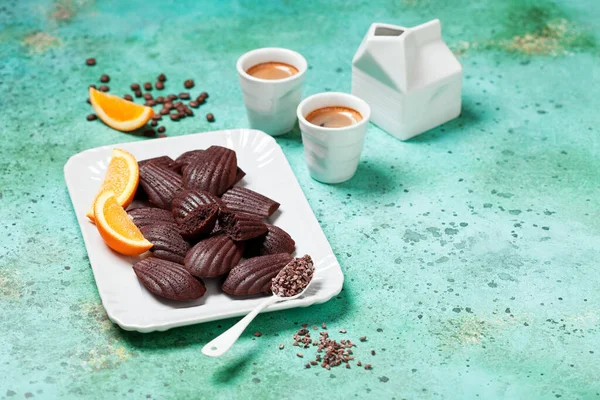 Galletas Caseras Chocolate Naranja Madeleine Enfoque Selectivo — Foto de Stock