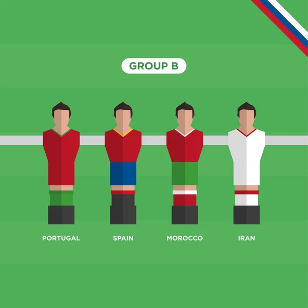 Mesa Fútbol Fútbol Jugadores Copa Mundial Rusia 2018 Grupo Diseño — Vector de stock