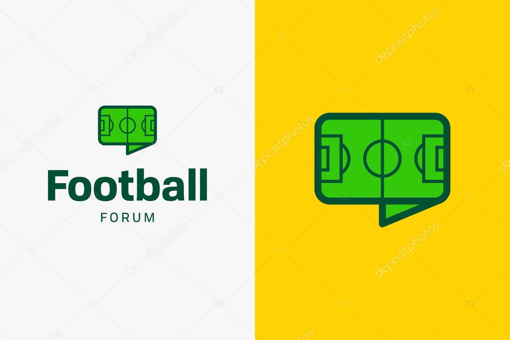 Football soccer field logo. Editable vector logo design. 