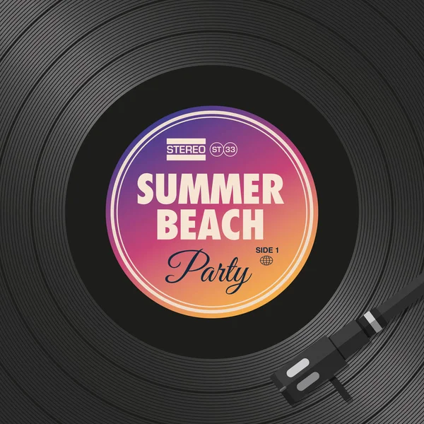 Poster Flyer Summer Beach Party Stile Vinile Progettazione Vettoriale Modificabile — Vettoriale Stock