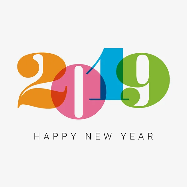 Feliz Año Nuevo 2019 Tarjeta Fuente Números Diseño Vectorial Editable — Archivo Imágenes Vectoriales