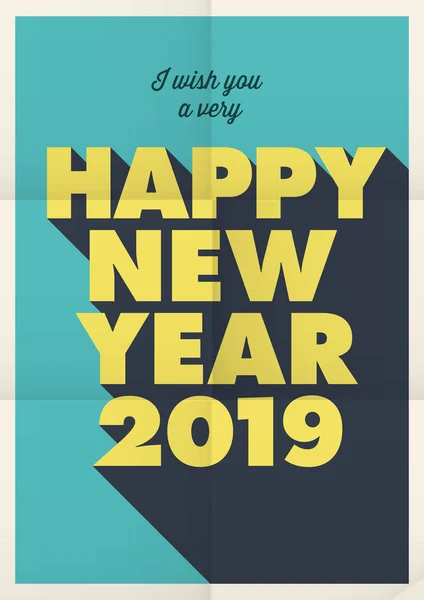 Feliz Ano Novo 2019 Cartão Cartaz Dobrado Desenho Vetorial Editável — Vetor de Stock