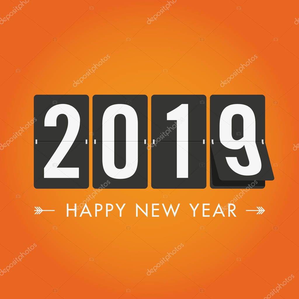 Happy new year 2019 mechanical timetable. Editable vector design.