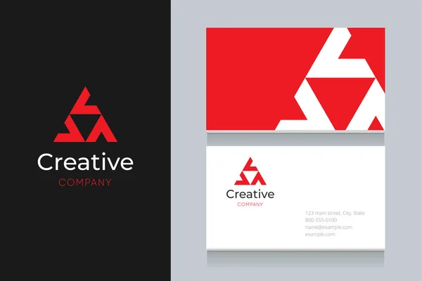 名刺テンプレートを使用した三角形のロゴ 会社や起業家のために編集可能なベクトルグラフィックデザイン要素 — ストックベクタ