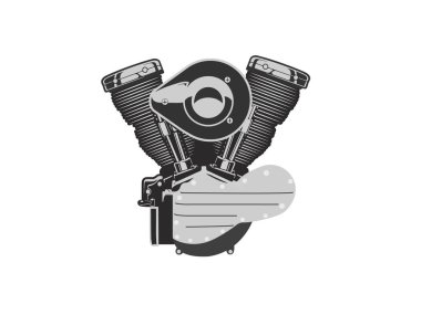 Beyaz bir arka plan üzerinde motosiklet motoru