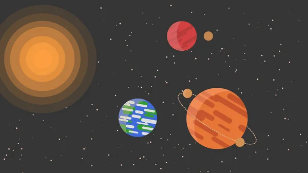 Vektör illüstrasyon. Yıldızlar ve gezegenler. Arka plan