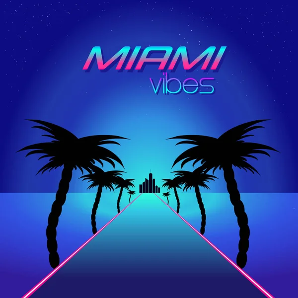 Blue themed retro synthwave retro design.