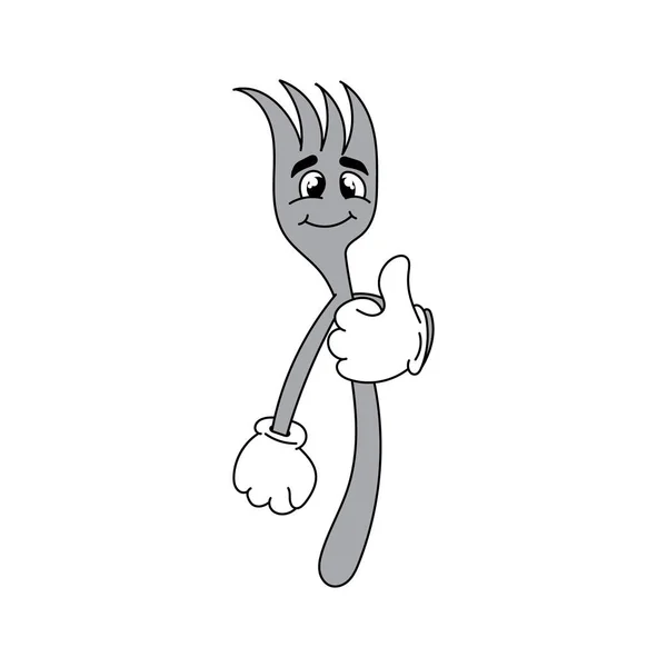 Cartoon Illustration Fork Showing Thumb Vector — Stock Vector
